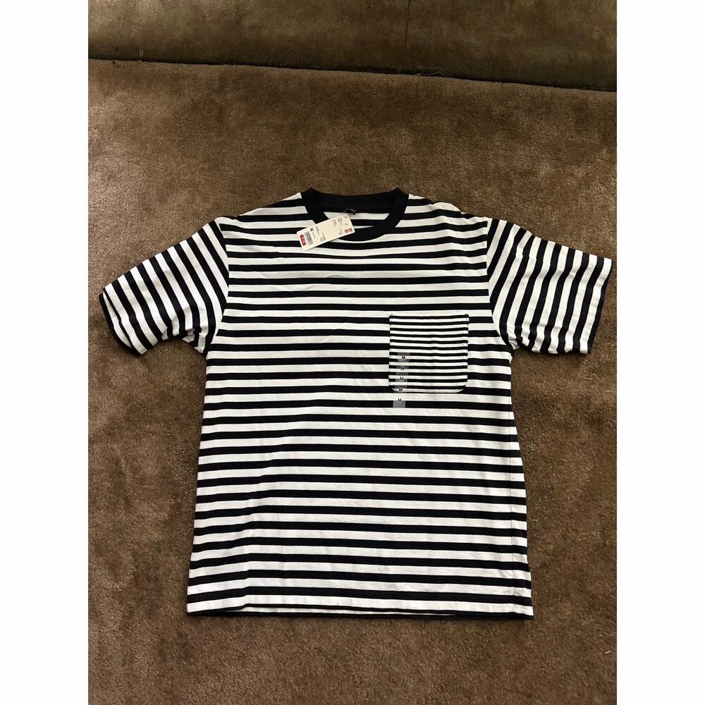 Uniqlo Striped Tee Black White (Medium) BRAND NEW WITH TAGS